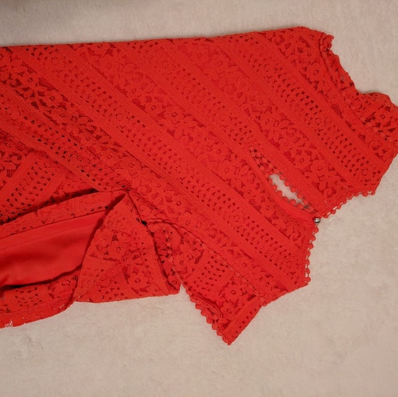 Orange crochet style dress with embroidered detail - Picture 3 of 3